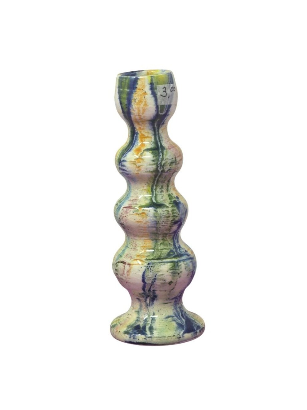 Vintage West Germany Style Pottery Vase 6" MCM Drip Glaze Multicolor Bud Vase